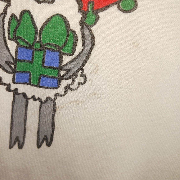 Vintage 1980s Fleece Navidad Sheeps Spanish Christmas Xmas Crewneck Sweatshirt - Picture 4 of 4